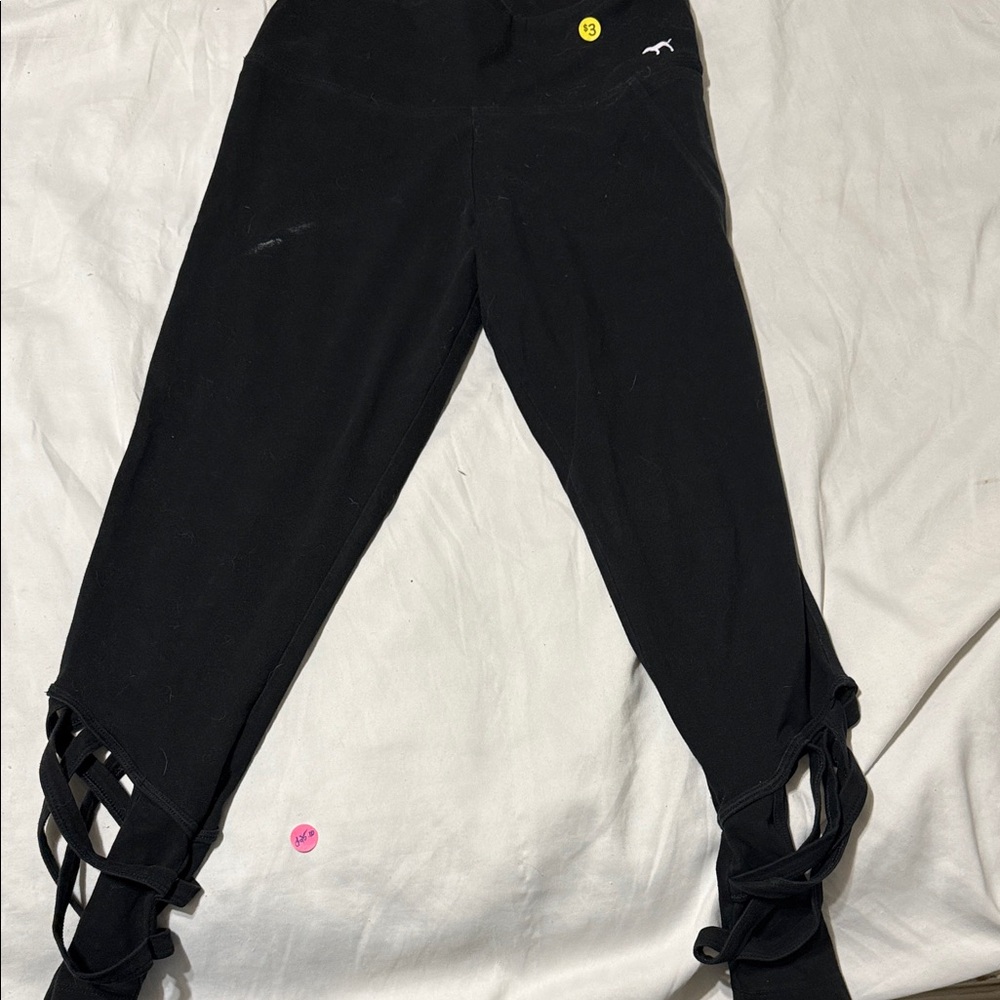 Victoria's Secret woman’s Black Leggings with Crisscross Ties